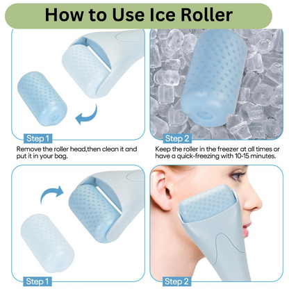 Facial Massage Set with Gua Sha, Ice Roller & 4 Cupping Cups