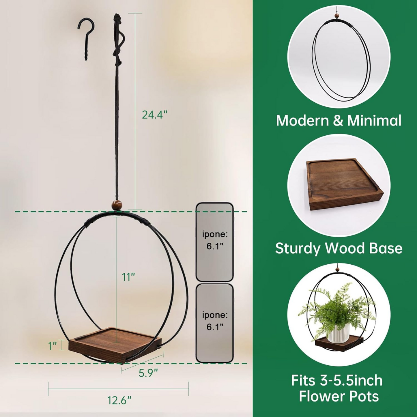 Hanging Planters for Indoor Plants & Windows, Modern Plant Hanger For Home
