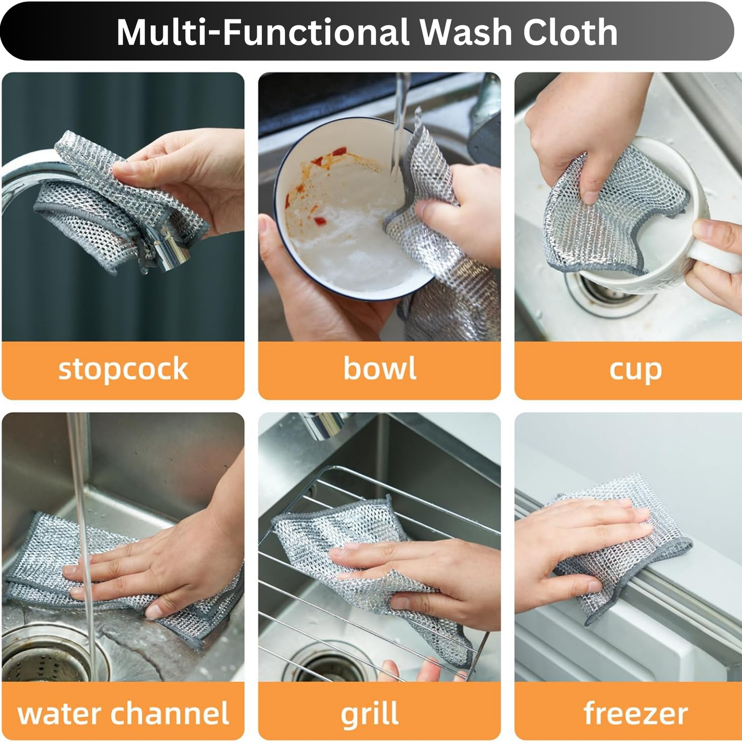 10 Pcs Multifunctional Non-Scratch Wire Dishcloth, Silver Wire Washing Cloth Wire Dishwashing Rags Wire Cleaning Rags Wire Dish Towels for Kitchen