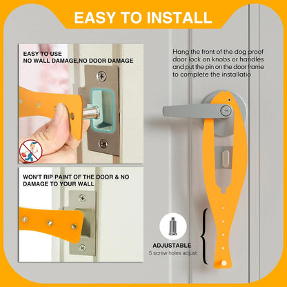 Adjustable Cat Door Latch & Interior Door Strap with Door Stopper