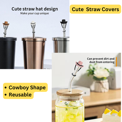 4-Pack Cowboy Hat Silicone Straw Covers for 30/40 oz Tumblers