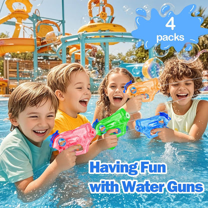 4-Pack Kids Water Guns with 5–7 m Long Range for Outdoor Play