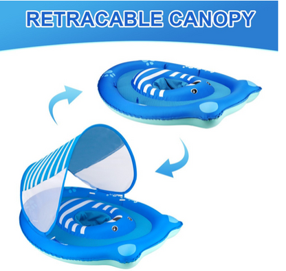 Inflatable Baby Pool Float with Sun Canopy – Blue