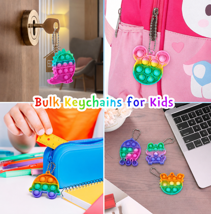 20-Pack Multi-Shape Pop-It Keychain Fidget Toys, Kids Party Favours
