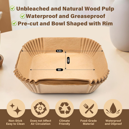 200 Disposable Air Fryer Liners with 12 Reusable Silicone Baking Cups