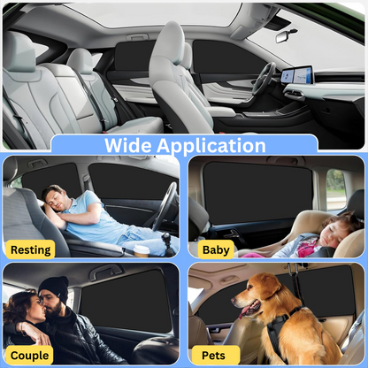 4-Pack Magnetic Car Window Sunshades & Privacy Covers, Full Blackout