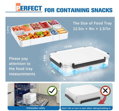 Insulated Lunch & Snack Box with 12 Compartments, Ice Pack & Bag