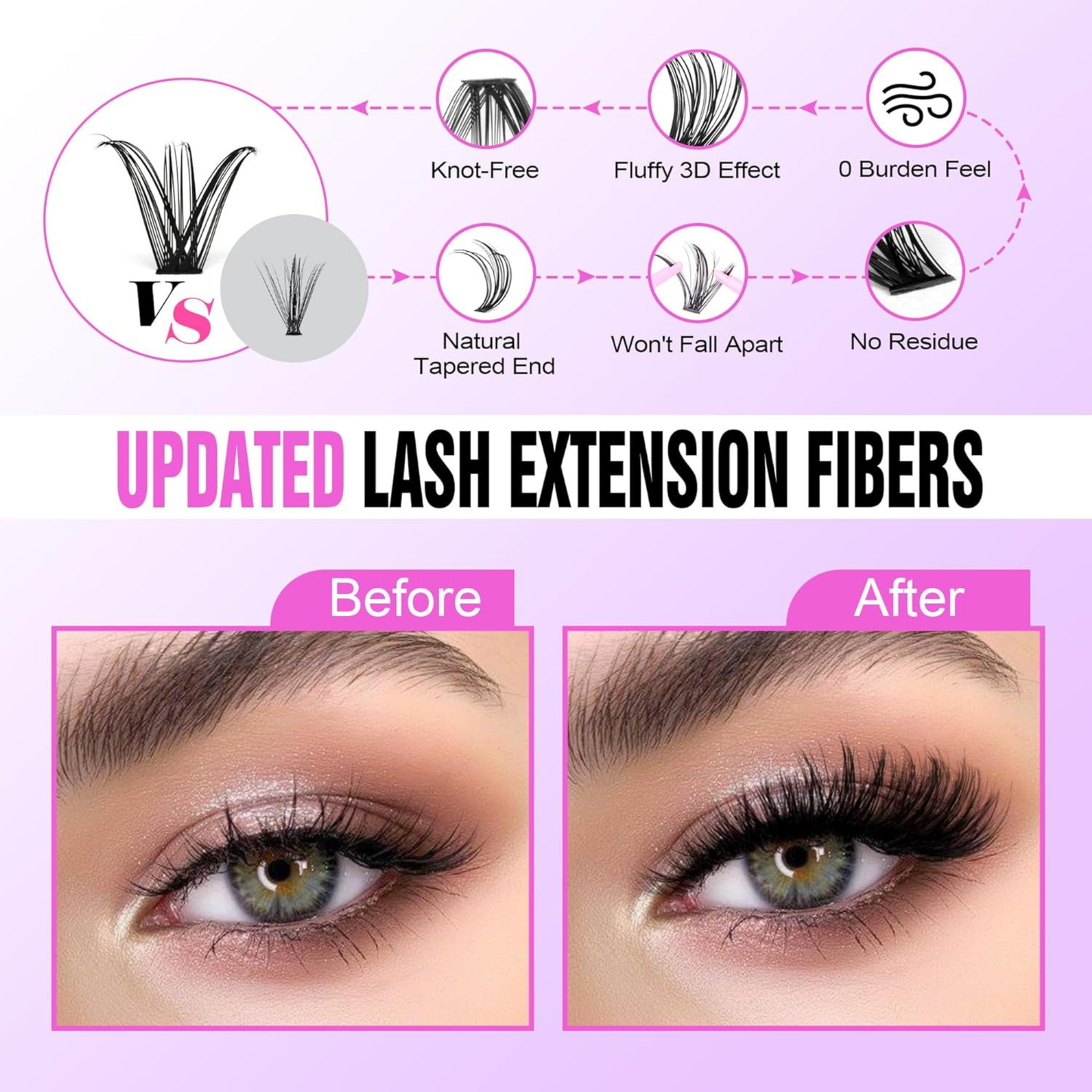 280 Pcs 30D and 40D Lash Extension Kit DIY, False Lash Cluster with Bond and Seal and Tweezer