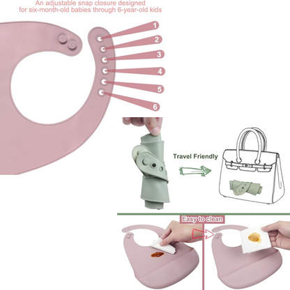 9-Piece Silicone Baby Feeding Set: 3 Bibs & 6 Spoons