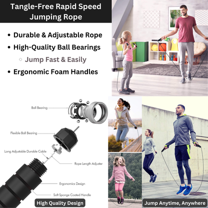 Tangle-Free Counting Skipping Rope & 7-Piece Grip Strength Trainer Kit