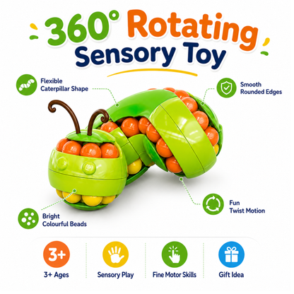 360° Rotating Caterpillar Magic Bean Sensory Fidget Toy for Toddlers