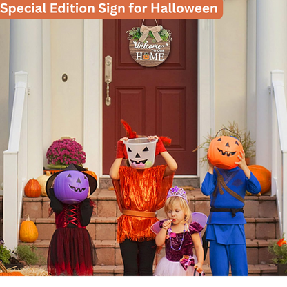 Wooden Welcome Sign with 14 Seasonal Magnets for Front Door Décor