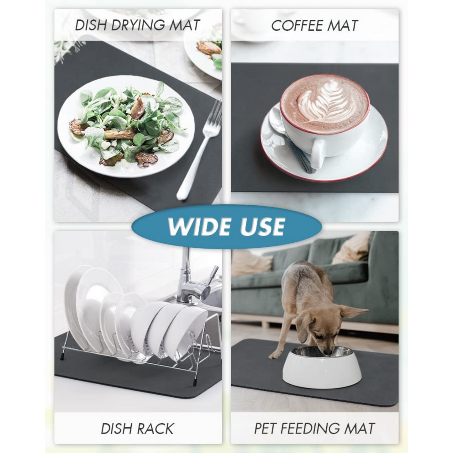 Super Absorbent Coffee Mat, Kitchen Counter Drying Mat, Coffee Bar Accessories, Dish Drying Mat, Kitchen Accessories & Organiser