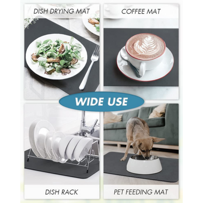 Absorbent Coffee Bar Mat & Kitchen Counter Drying Mat – Blue/Grey