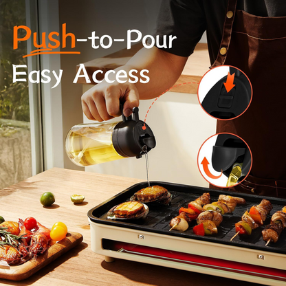 2-Pack 2-in-1 Olive Oil Sprayer & Dispenser with Brush and Labels
