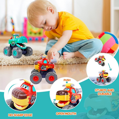 Friction-Powered Monster Truck Toys for Toddlers – Green & Orange