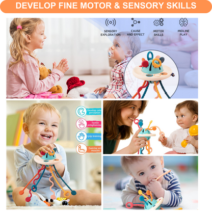 Baby Pull-String Sensory Toy & Car Toy Set | 2-Piece