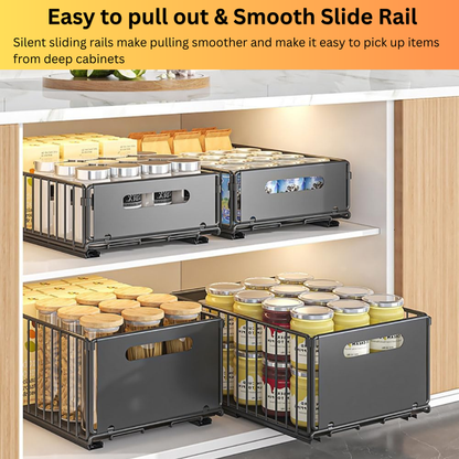 Metal Pull-Out Kitchen Cabinet Organiser, No Drilling Required