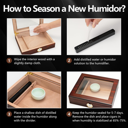Cedar Cigar Humidor with Hygrometer, Humidifier & Ashtray, 18–25 Cigars