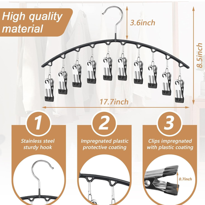 2-Pack Leggings & Trousers Hangers with 20 Clips – Black