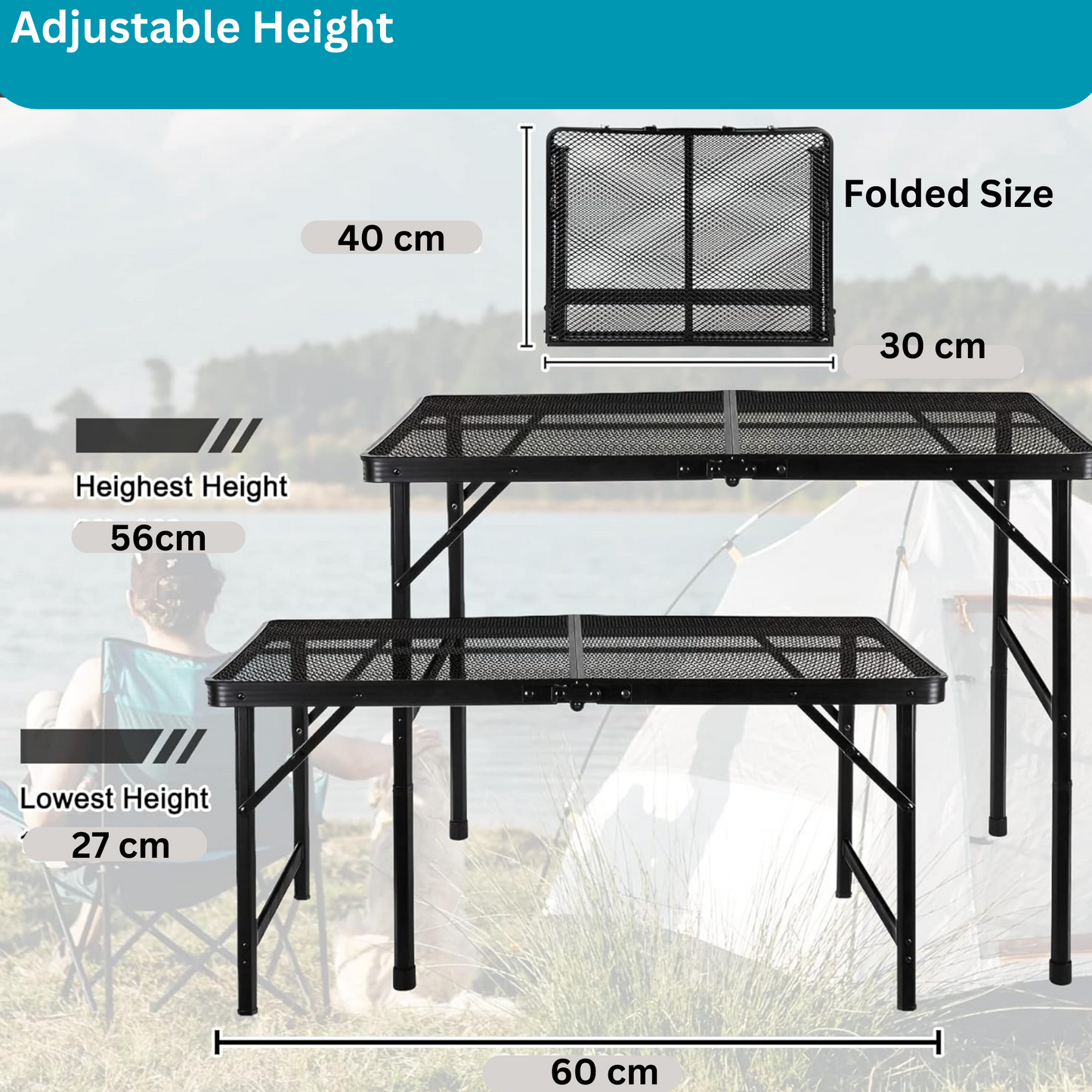 Folding Portable Grill Camping Table, Braai, Beach, Picnic, Hiking,Outdoor