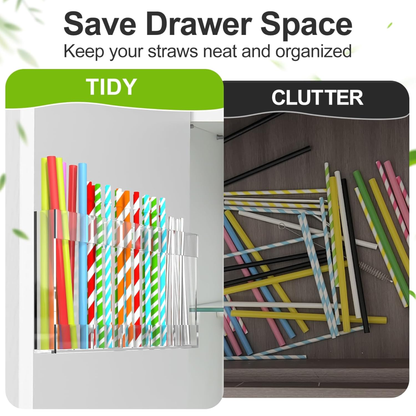 25 cm Acrylic Straw Holder & Organiser for Cabinet Door or Countertop