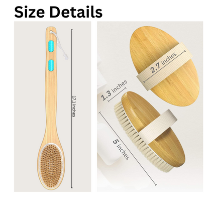 3-Piece Body Brush & Back Scrubber Set for Wet and Dry Shower Use
