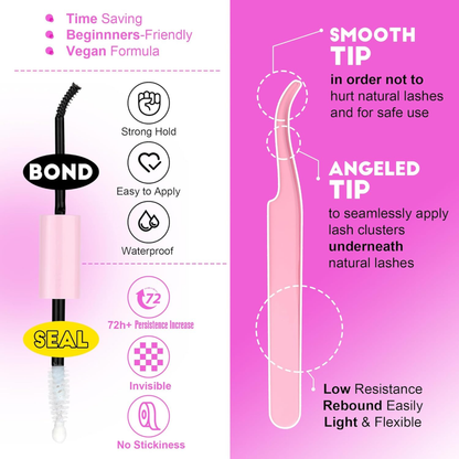 DIY Lash Extension Kit 280pc, 30D/40D | Bond & Seal