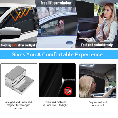 4-Pack Magnetic Car Window Sunshades & Privacy Covers, Full Blackout