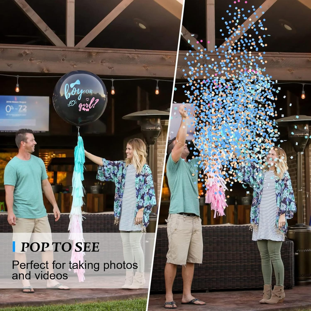 Gender Reveal Party Kit: 2 Balloons & 2 Confetti Cannons – Blue