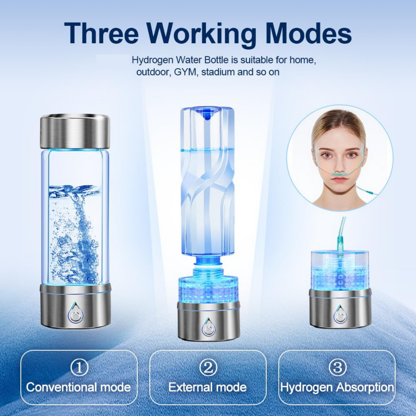 420 ML Hydrogen Water Bottle, Rechargeable Portable Water Purifier &Ionizer