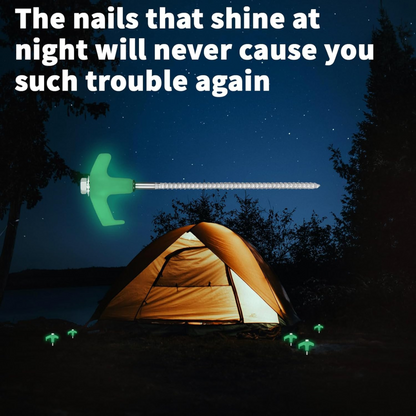20 Glow-in-the-Dark Tent Pegs with 5-Piece Stainless Steel Braai Set