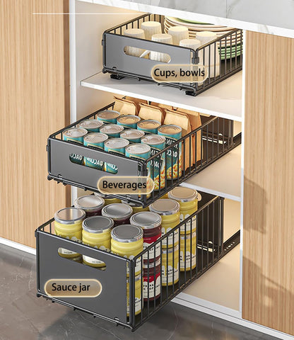 Metal Pull-Out Kitchen Cabinet Organiser, No Drilling Required