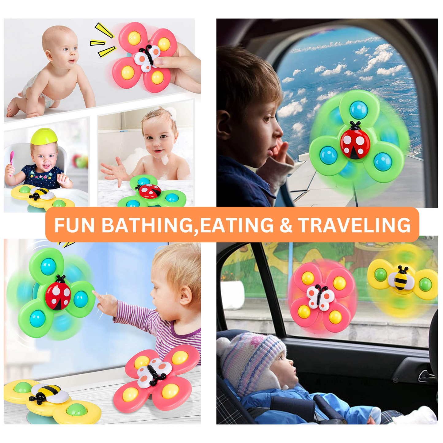 Suction Cup Spinner Toy For Babies & Toddlers - 3 Piece