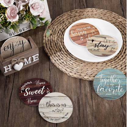 7-Piece Wooden Drink Coaster Set with Storage Holder