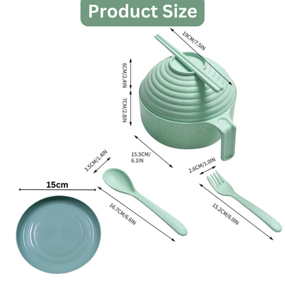 14-Piece Microwave Ramen Bowl & Plate Set with Cutlery