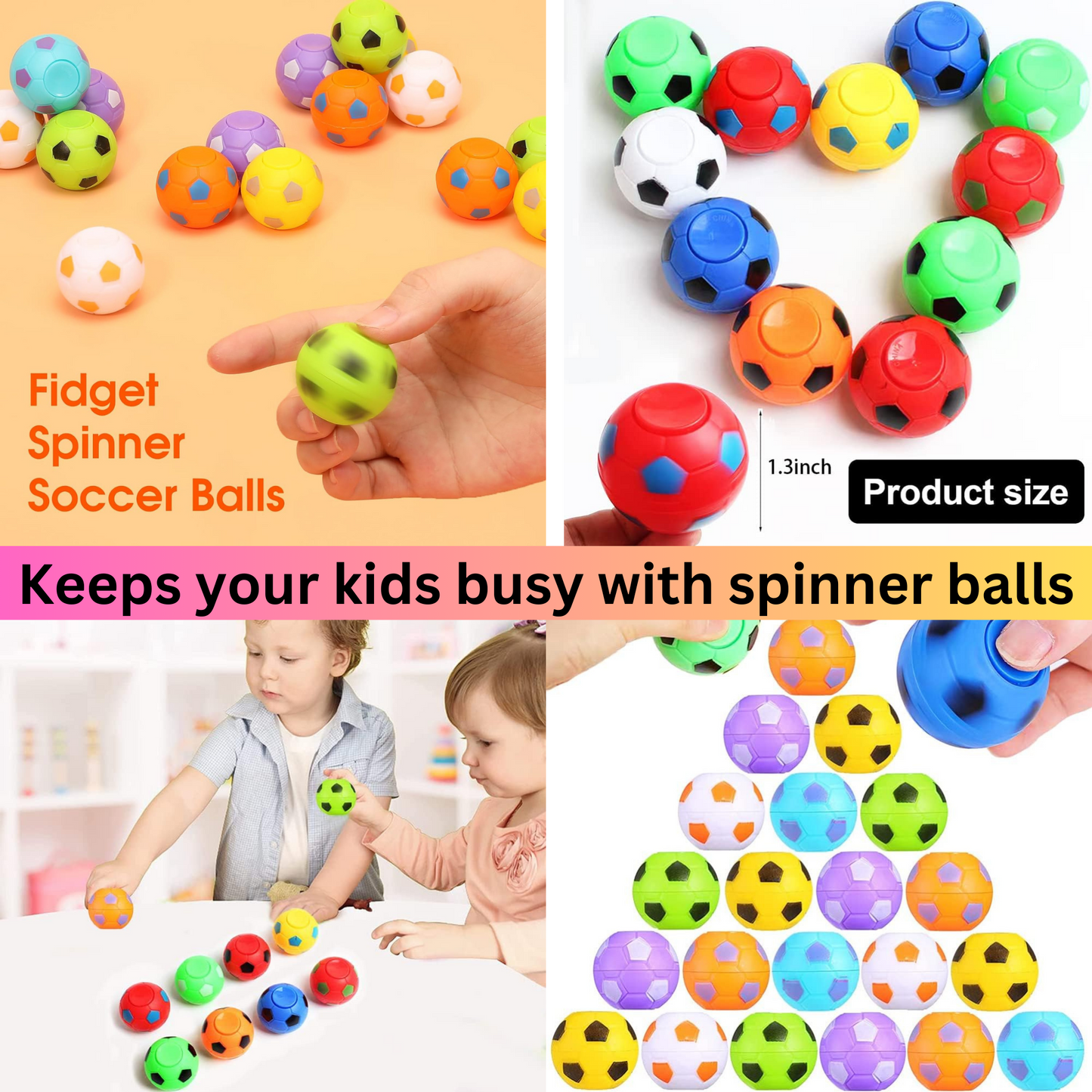 20 Pack Party Favours for Kids, LED Fidget Spinner Bracelets & Soccer Balls