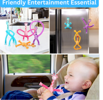 8-Piece Telescopic Suction Cup Sensory Toys: Dinosaurs & Giraffes