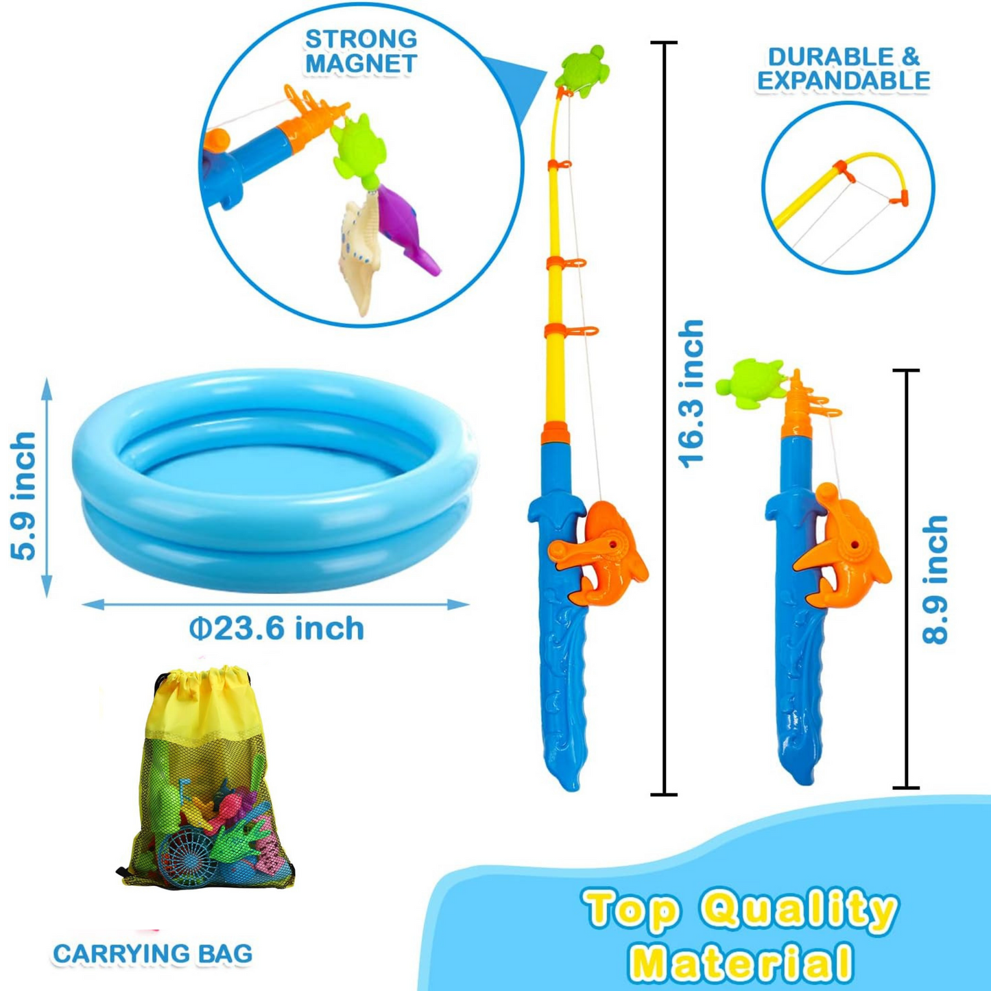 46 Pieces Magnetic Fishing Water Toy With Magnet Pole, Pool Party, Bath Toy