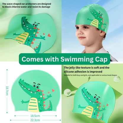 Tank Kids Pool Float with Built-In Water Gun & Swim Cap
