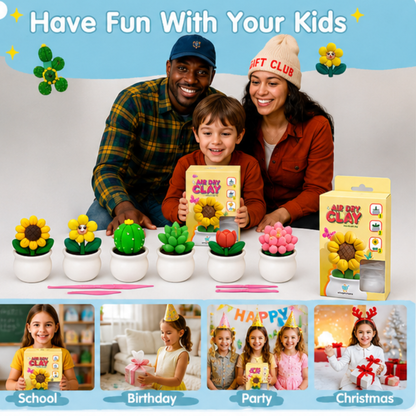 Kids DIY Air-Dry Clay Sunflower Craft Kit with Sculpting Tools