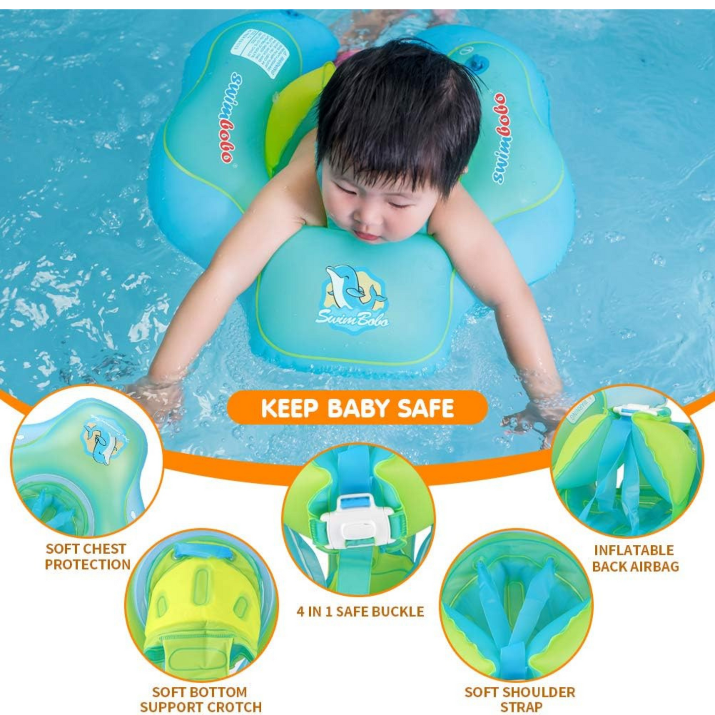 Inflatable Baby Swim Float with Sun Canopy ,Infant & Children Pool Floaties