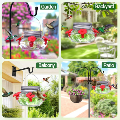 Hanging Mason Jar Bird Feeder with Nectar Ports for Garden