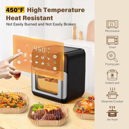 200 Disposable Air Fryer Liners with 12 Reusable Silicone Baking Cups