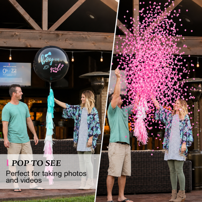 Gender Reveal Party Kit: 2 Balloons & 2 Confetti Cannons – Pink