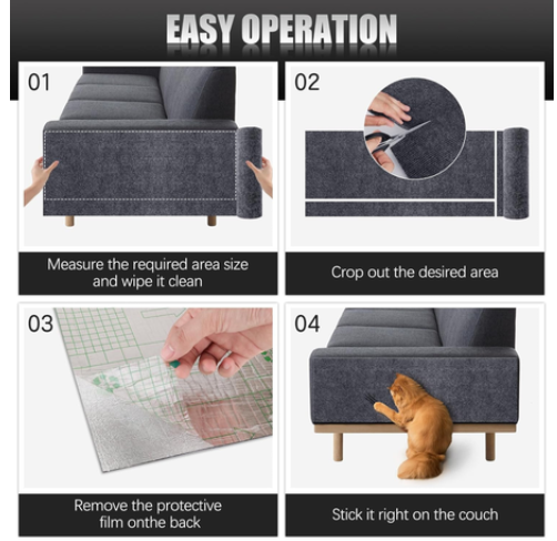 Self-Adhesive Mats, Trimmable DIY Cat Scratcher Pads - 2 Piece Gray