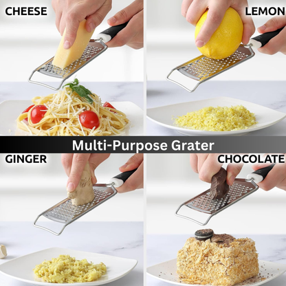 Garlic Press with Cleaning Studs & Stainless Steel Cheese Grater