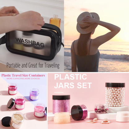 25-Pack Clear Plastic Cosmetic Jars with Lids for Travel & Storage