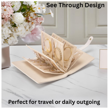 Travel Jewellery Organiser Case with Clear Ring Binder Storage