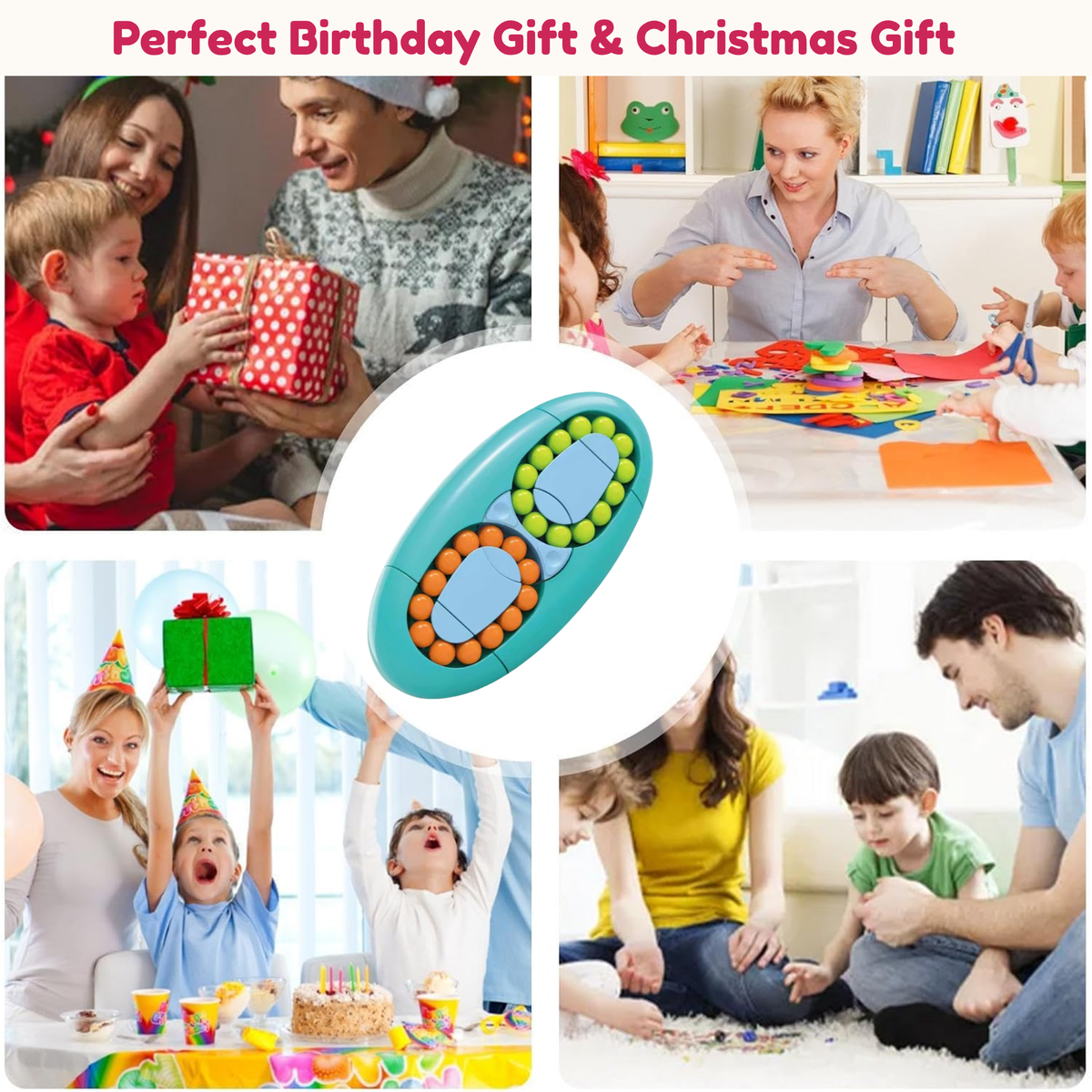 Rotating Magic Bean Cube Sensory Fidget Activity Toy for Kids